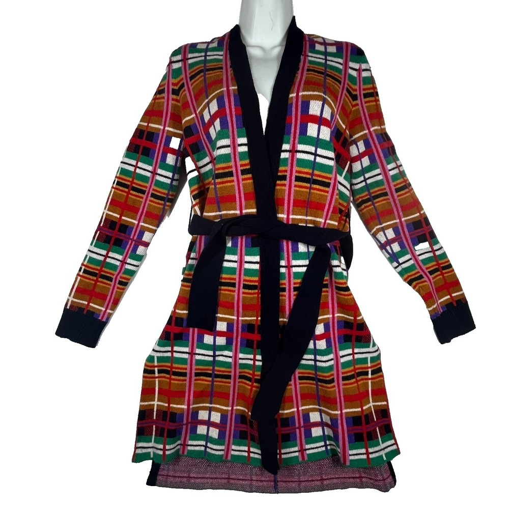 Moth Anthropologie Colorful Belted Duster Cardigan Women's S Cozy Warm Office